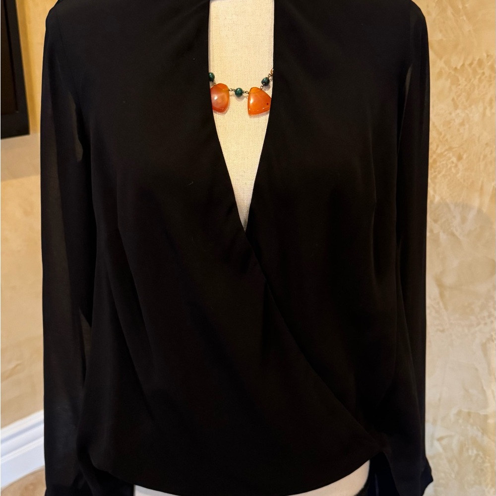 Chic Black Blouse with draped front